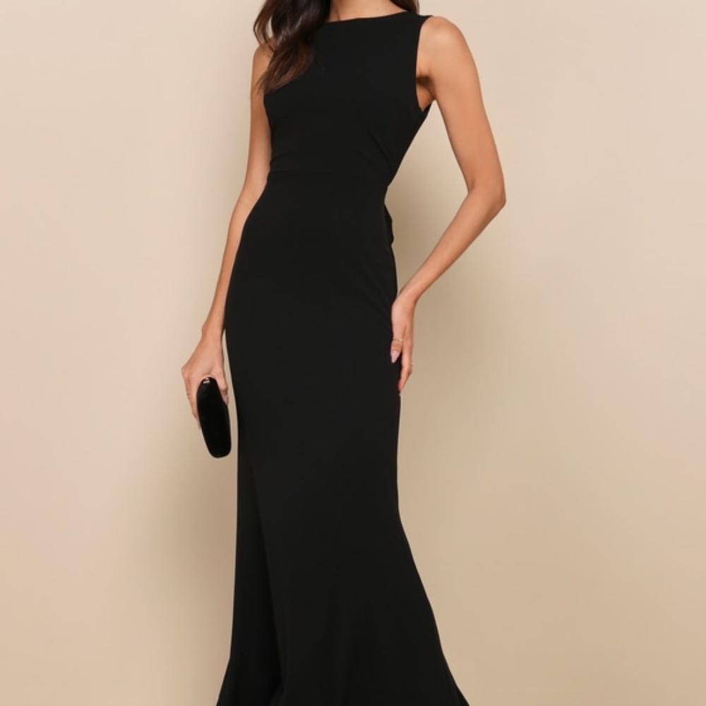 Lulus Exquisite Refinement Black Backless Bow Ruffled Maxi Dress - Size S